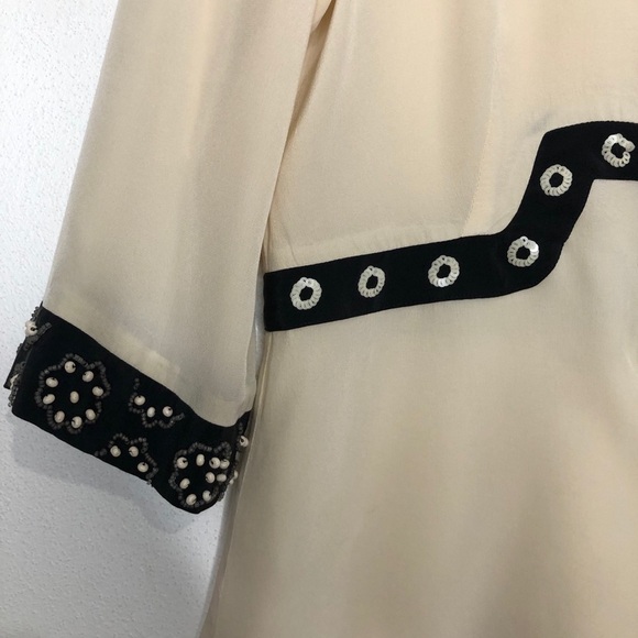 Nanette Lepore Beaded Silk Blouse HAS STAIN Small - Picture 4 of 8
